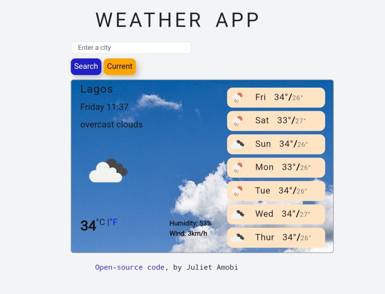 weather app with weather forcast